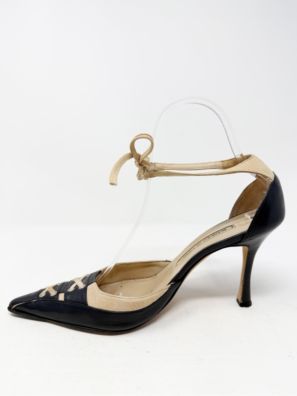 Manolo Blahnik Vintage Lace Up Pointed Toe Heels Womens Size EU 36.5 - Picture 7 of 12